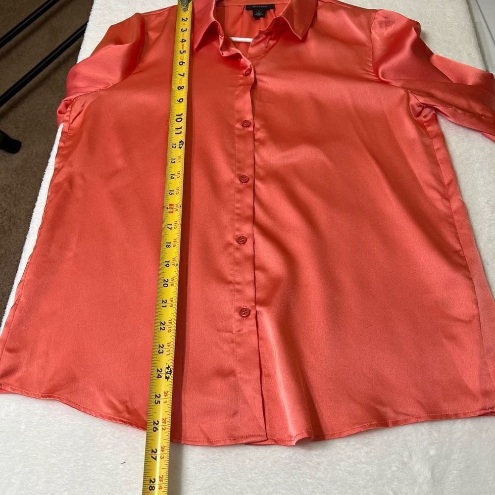 Halogen Orange Button Down Blouse Career Wear Sma… - image 7